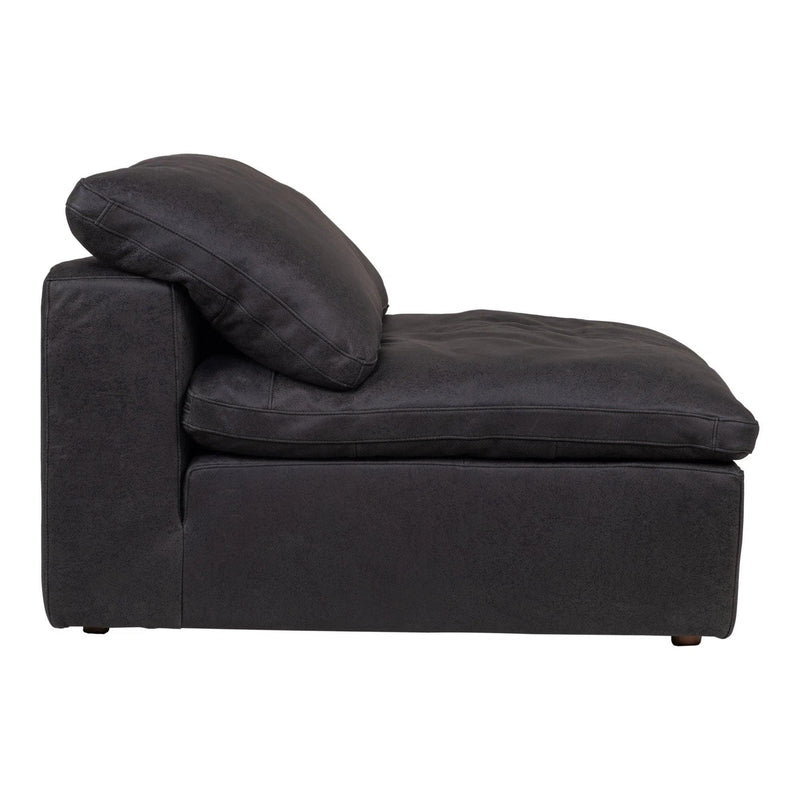 Clay Black Leather and Wood Slipper Chair Modular Sofas LOOMLAN By Moe's Home