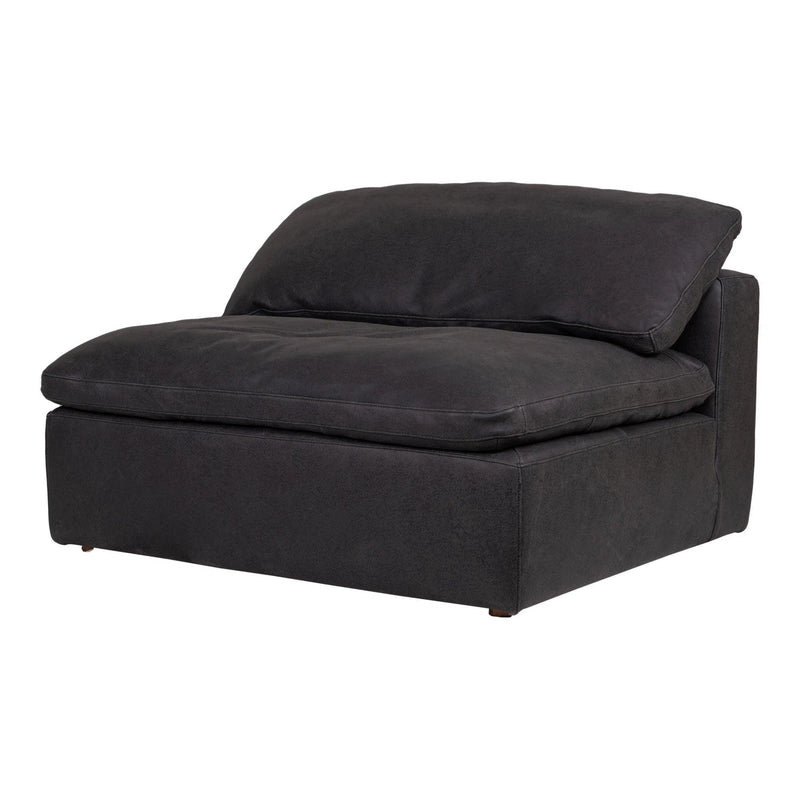 Clay Black Leather and Wood Slipper Chair Modular Sofas LOOMLAN By Moe's Home