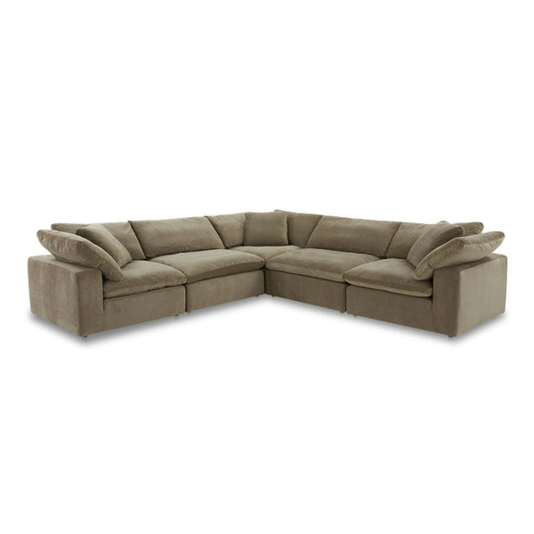 Clay Classic Polyester and Wood Green L Modular Sectional Modular Sofas LOOMLAN By Moe's Home