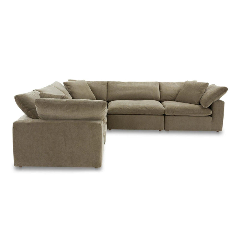 Clay Classic Polyester and Wood Green L Modular Sectional Modular Sofas LOOMLAN By Moe's Home