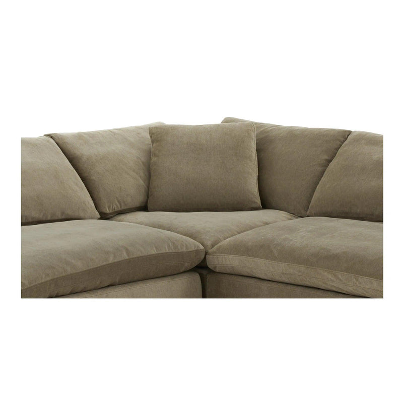 Clay Classic Polyester and Wood Green L Modular Sectional Modular Sofas LOOMLAN By Moe's Home