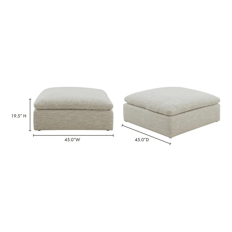 Clay Neverfear Light Grey Terra Condo Modular Ottoman Performance Fabric Ottomans LOOMLAN By Moe's Home