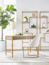 Clear Glass Gold Brass Frame Low and Wide Etagere Etageres LOOMLAN By Essentials For Living