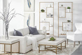 Clear Glass Gold Brass Frame Tall and Narrow Etagere Etageres LOOMLAN By Essentials For Living