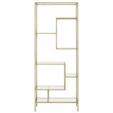 Clear Glass Gold Brass Frame Tall and Narrow Etagere Etageres LOOMLAN By Essentials For Living