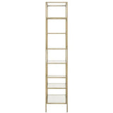 Clear Glass Gold Brass Frame Tall and Narrow Etagere Etageres LOOMLAN By Essentials For Living