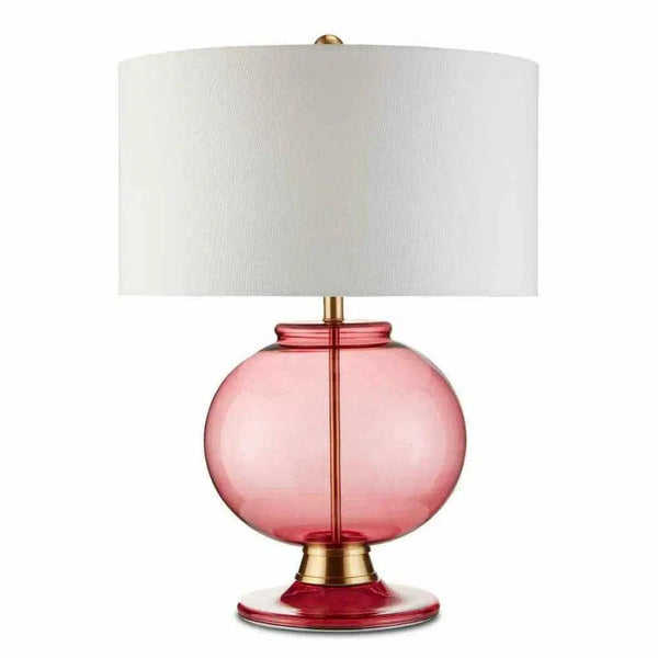 Clear Red Brass Jocasta Red Table Lamp Table Lamps LOOMLAN By Currey & Co