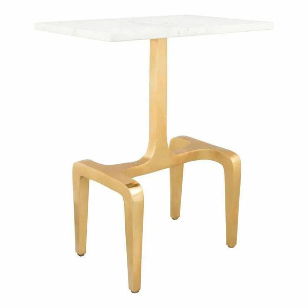 Clement Marble Side Table White & Gold Side Tables LOOMLAN By Zuo Modern