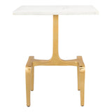 Clement Marble Side Table White & Gold Side Tables LOOMLAN By Zuo Modern