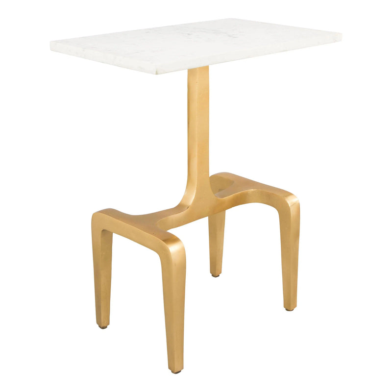 Clement Marble Side Table White & Gold Side Tables LOOMLAN By Zuo Modern