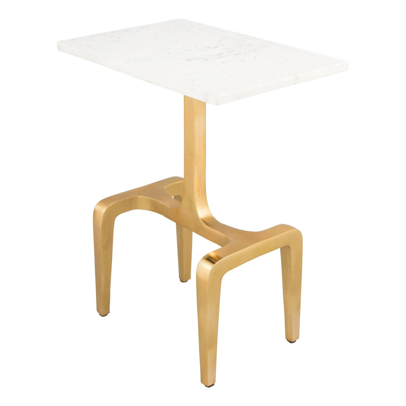 Clement Marble Side Table White & Gold Side Tables LOOMLAN By Zuo Modern