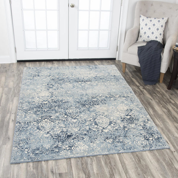 Clon Damask Blue Large Area Rugs For Living Room Area Rugs LOOMLAN By LOOMLAN