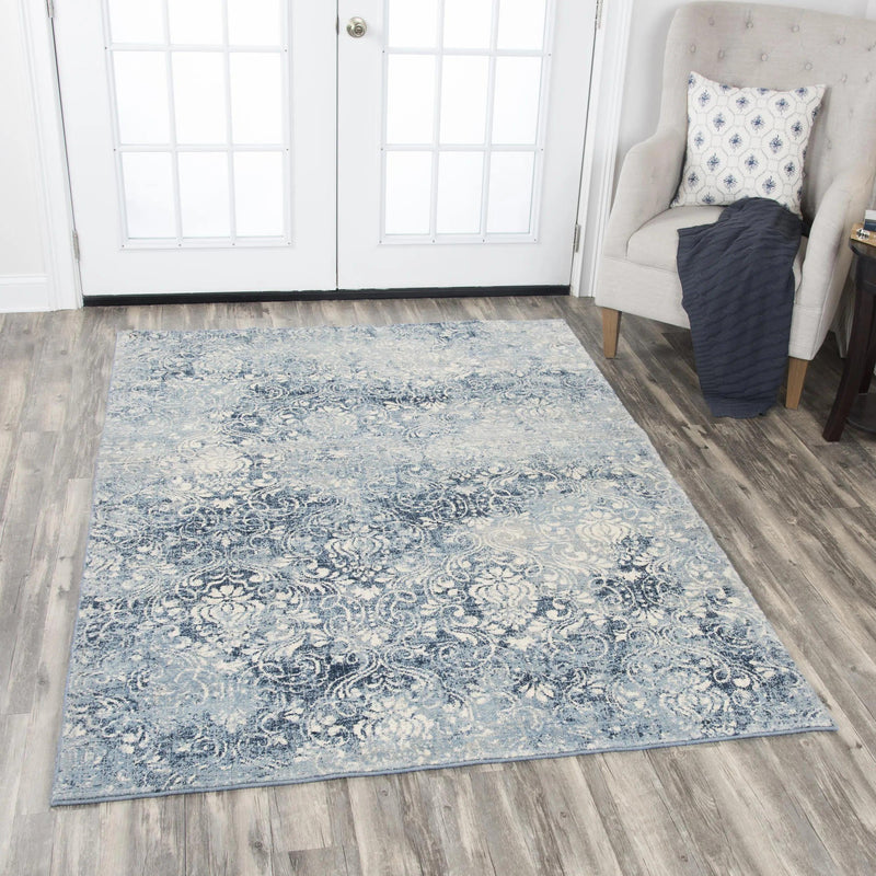 Clon Damask Blue Large Area Rugs For Living Room Area Rugs LOOMLAN By LOOMLAN