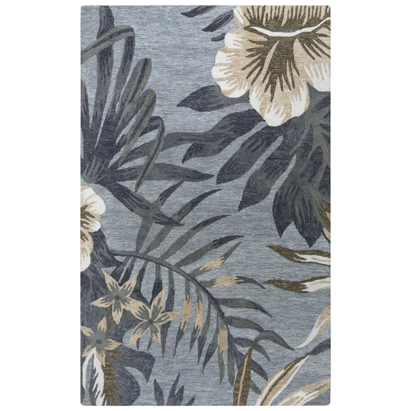 Clou Floral Gray Area Rugs For Living Room Area Rugs LOOMLAN By LOOMLAN