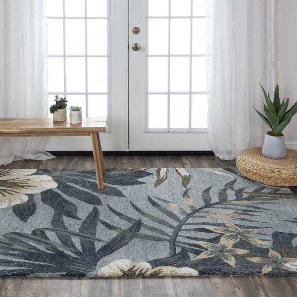 Clou Floral Gray Area Rugs For Living Room Area Rugs LOOMLAN By LOOMLAN
