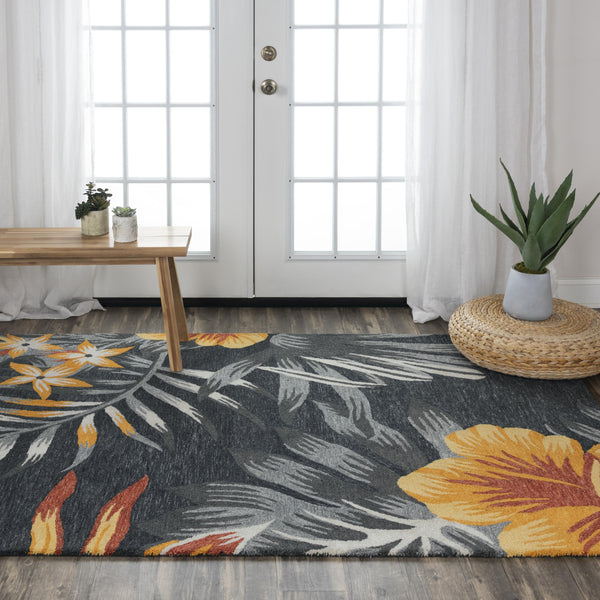 Clun Floral Charcoal Area Rugs For Living Room Area Rugs LOOMLAN By LOOMLAN