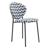 Clyde Dining Chair (Set of 2) Geometric Print & Black Dining Chairs LOOMLAN By Zuo Modern