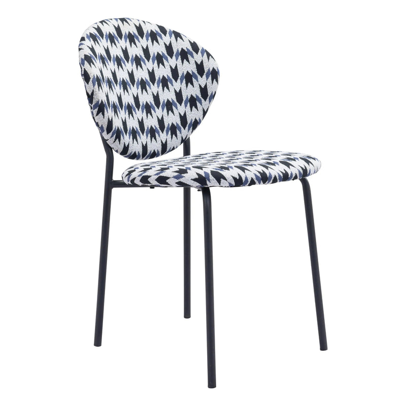 Clyde Dining Chair (Set of 2) Geometric Print & Black Dining Chairs LOOMLAN By Zuo Modern