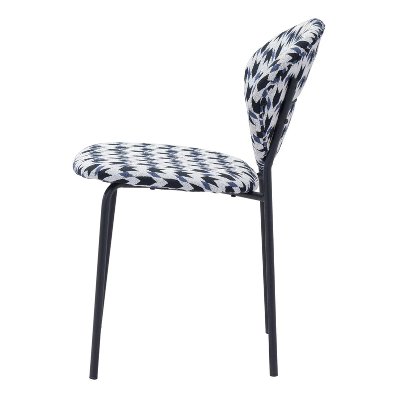 Clyde Dining Chair (Set of 2) Geometric Print & Black Dining Chairs LOOMLAN By Zuo Modern