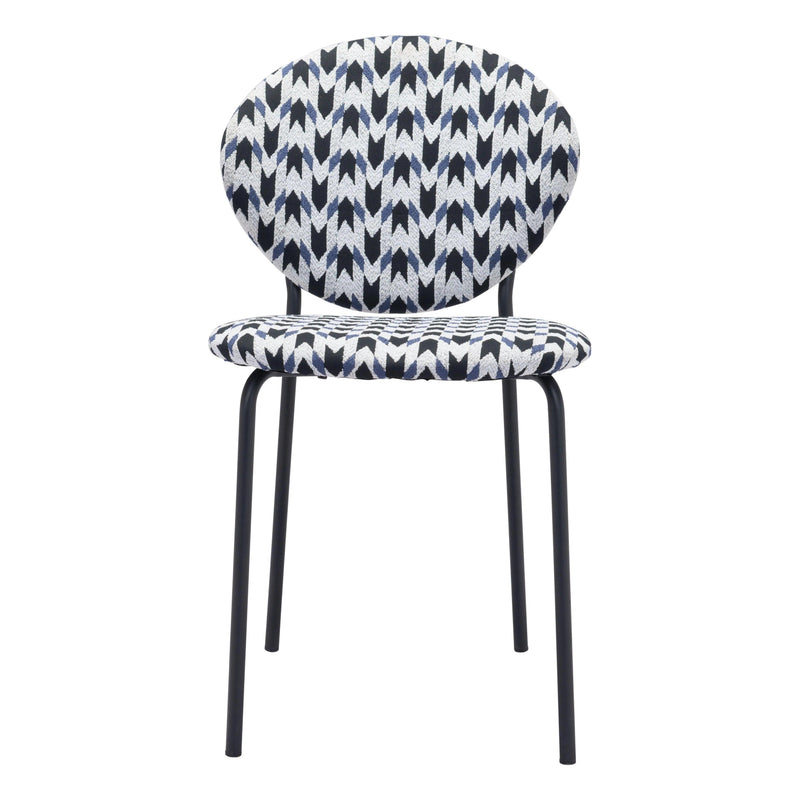 Clyde Dining Chair (Set of 2) Geometric Print & Black Dining Chairs LOOMLAN By Zuo Modern