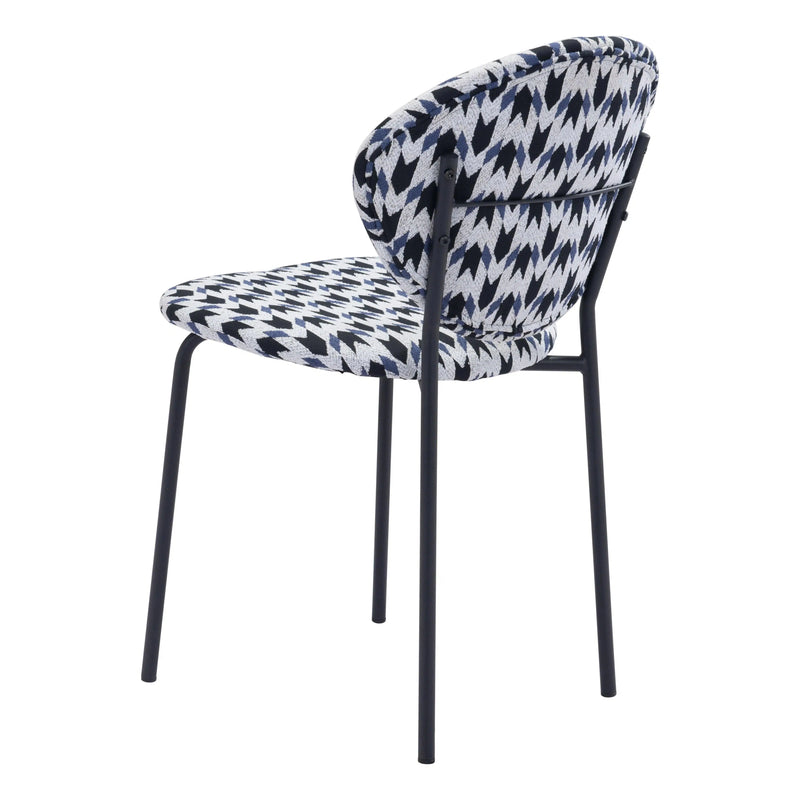 Clyde Dining Chair (Set of 2) Geometric Print & Black Dining Chairs LOOMLAN By Zuo Modern