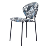 Clyde Dining Chair (Set of 2) Leaf Print & Black Outdoor Dining Chairs LOOMLAN By Zuo Modern