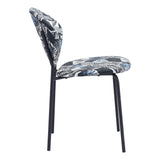 Clyde Dining Chair (Set of 2) Leaf Print & Black Outdoor Dining Chairs LOOMLAN By Zuo Modern