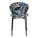 Clyde Dining Chair (Set of 2) Leaf Print & Black Outdoor Dining Chairs LOOMLAN By Zuo Modern