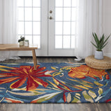 Cnut Floral Dark Blue Area Rugs For Living Room Area Rugs LOOMLAN By LOOMLAN