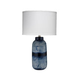 Coastal Large Batik Blue Ceramic Table Lamp White Shade Table Lamps LOOMLAN By Jamie Young