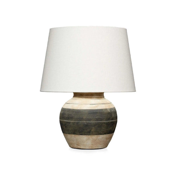 Coastal Style Beige & Dark Grey Ceramic Bernard Table Lamp Table Lamps LOOMLAN By Jamie Young