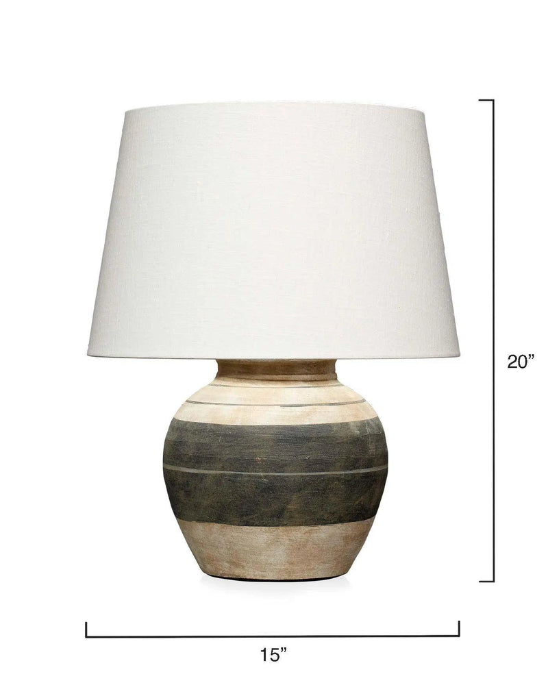 Coastal Style Beige & Dark Grey Ceramic Bernard Table Lamp Table Lamps LOOMLAN By Jamie Young