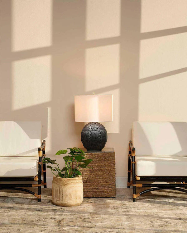 Coastal Style Black Porcelain Lunar Table Lamp Table Lamps LOOMLAN By Jamie Young