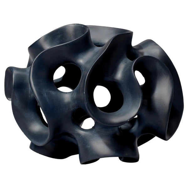 Coastal Style Black Resin Ribbon Sphere in Black Resin Statues & Sculptures LOOMLAN By Jamie Young