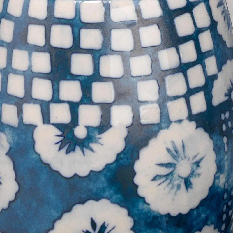 Coastal Style Blue Ceramic Block Print Vases (Set of 4) Vases & Jars LOOMLAN By Jamie Young