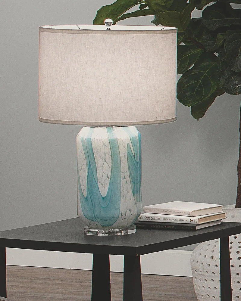 Coastal Style Blue Glass Acrylic Helen Table Lamp Table Lamps LOOMLAN By Jamie Young