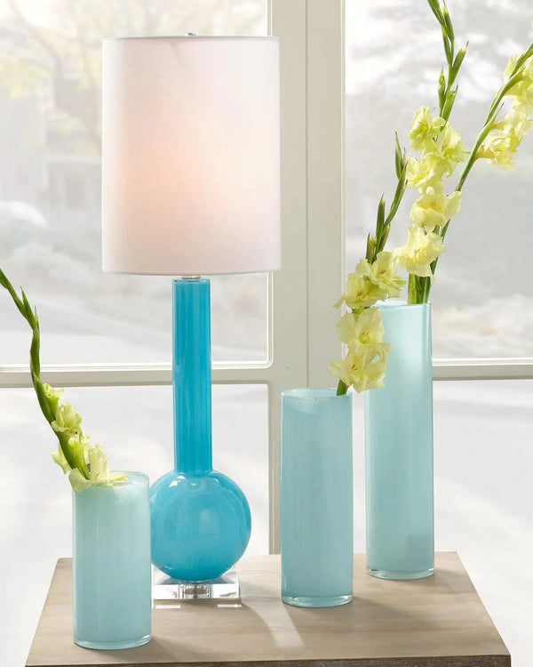 Coastal Style Blue Glass Studio Table Lamp Table Lamps LOOMLAN By Jamie Young