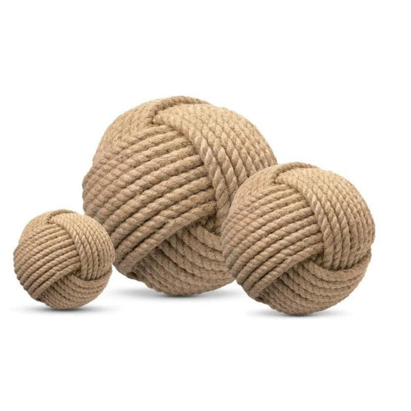 Coastal Style Brown Jute Balls (Set of 3) Statues & Sculptures LOOMLAN By Jamie Young