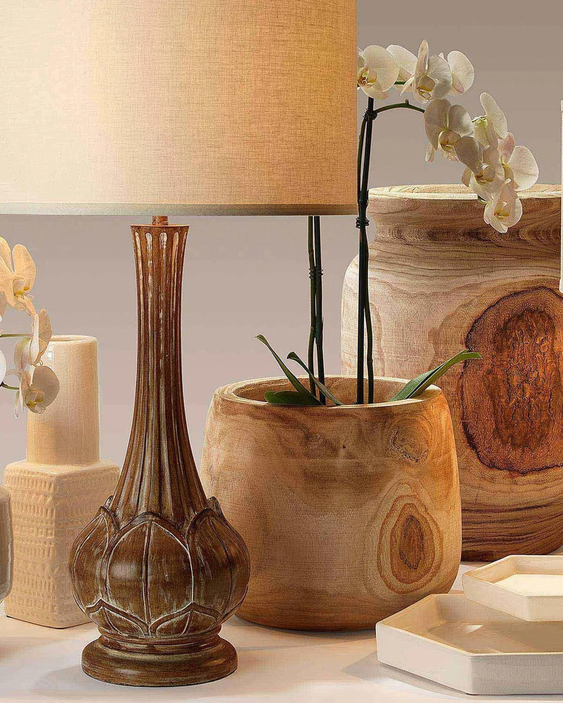 Coastal Style Brown Paulownia Wood Brea Wooden Vase Vases & Jars LOOMLAN By Jamie Young