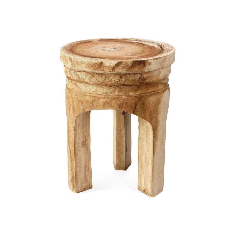 Coastal Style Brown Paulownia Wood Mesa Wooden Stool Backless Side Tables LOOMLAN By Jamie Young