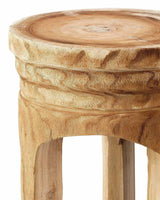 Coastal Style Brown Paulownia Wood Mesa Wooden Stool Backless Side Tables LOOMLAN By Jamie Young