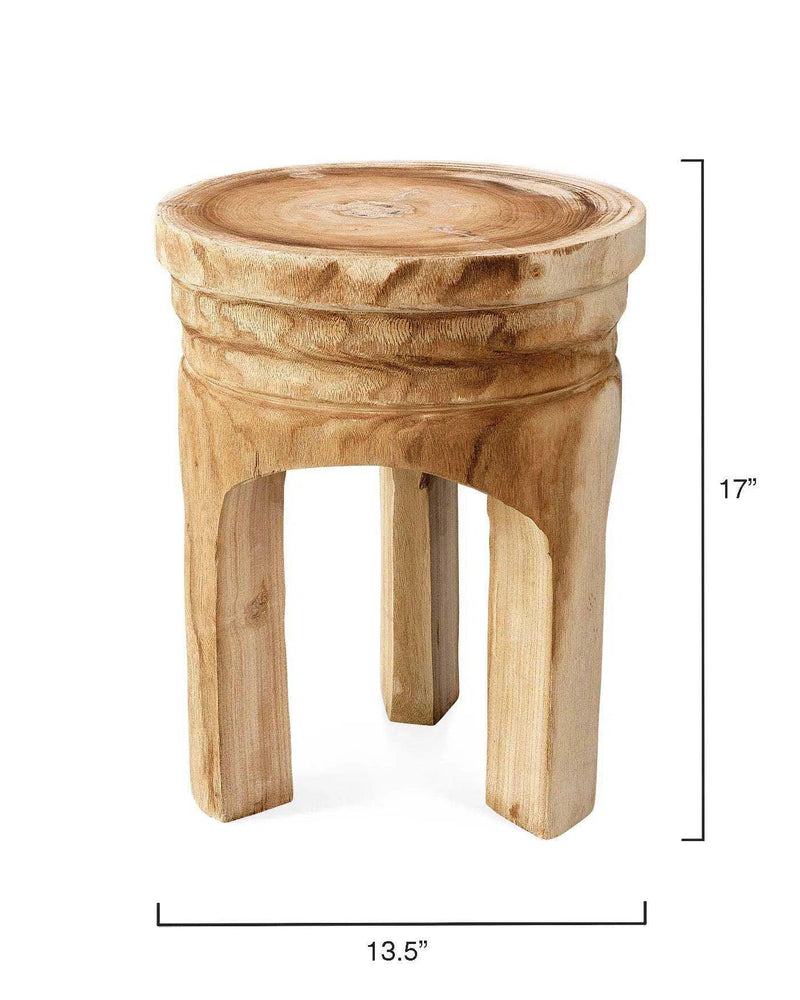 Coastal Style Brown Paulownia Wood Mesa Wooden Stool Backless Side Tables LOOMLAN By Jamie Young