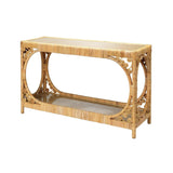 Coastal Style Brown Rattan & Tempered Glass Console Table Console Tables LOOMLAN By Jamie Young