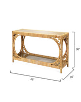 Coastal Style Brown Rattan & Tempered Glass Console Table Console Tables LOOMLAN By Jamie Young