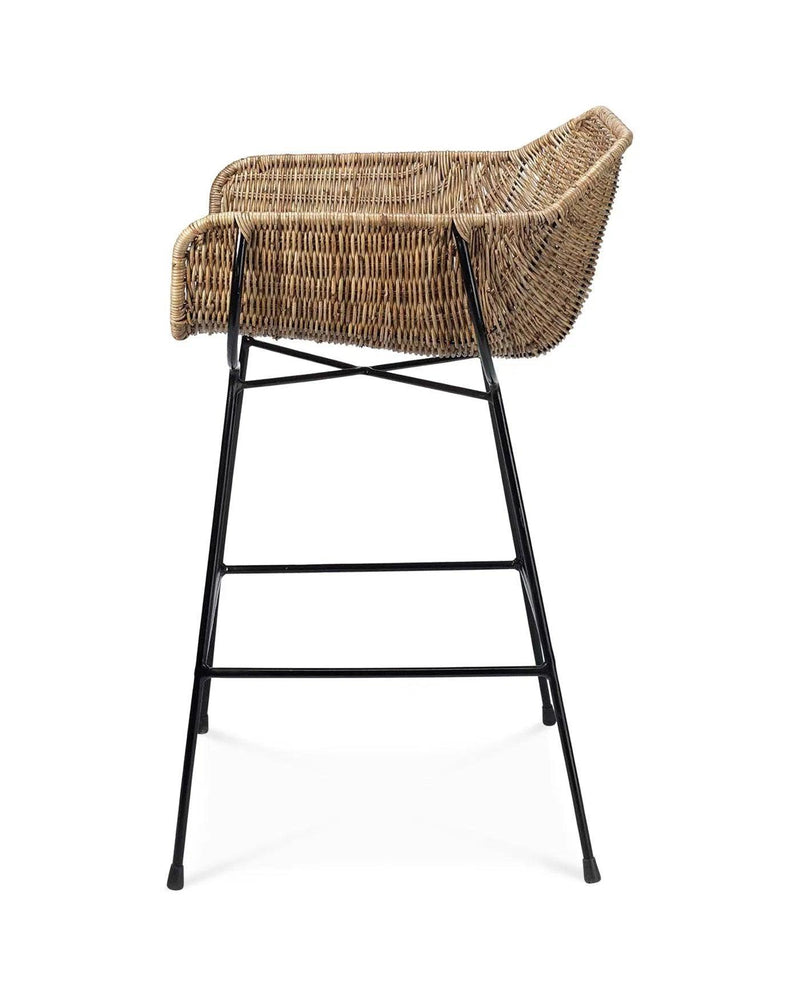 Coastal Style Brown Rattan Nusa Counter Stool With Back Counter Stools LOOMLAN By Jamie Young