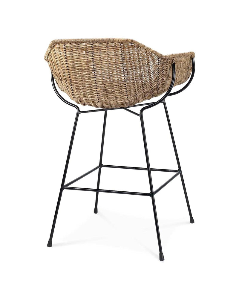 Coastal Style Brown Rattan Nusa Counter Stool With Back Counter Stools LOOMLAN By Jamie Young