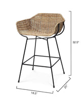 Coastal Style Brown Rattan Nusa Counter Stool With Back Counter Stools LOOMLAN By Jamie Young