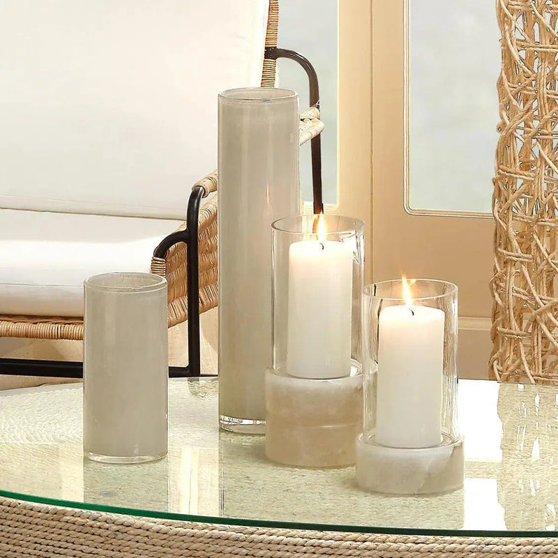 Coastal Style Clear Alabaster Charlotte Stacked Hurricane Tall Vases & Jars LOOMLAN By Jamie Young