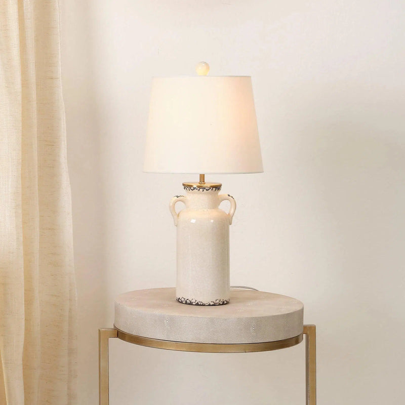 Coastal Style Cream Ceramic Piper Ceramic Table Lamp Table Lamps LOOMLAN By Jamie Young