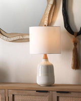 Coastal Style Cream Ceramic Rubber Wood Alice Table Lamp Table Lamps LOOMLAN By Jamie Young